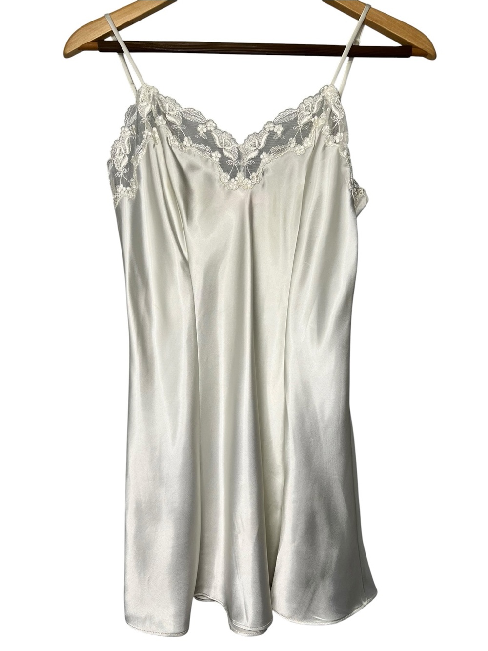 Romantic Victoria's Secret Chemise Mini Slip Dress Ivory Lace-Trim Coquette